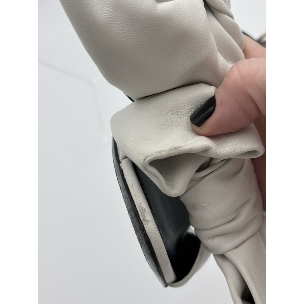 Balenciaga Knife Bow Sandals White Leather Size 37 / 7 Ankle Strap Pillow Puff - Picture 13 of 16